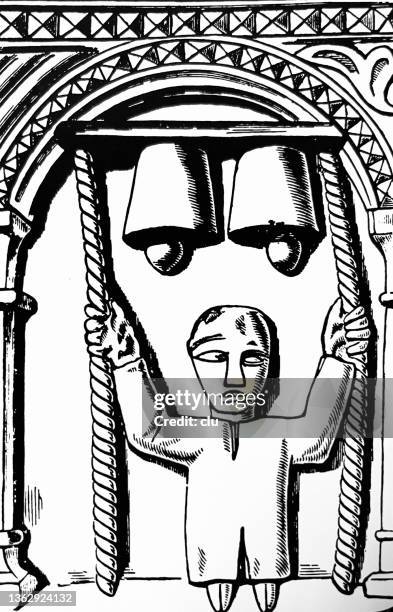 bell ringer in belton, lincolnshire, 12th century - bell ringer stock illustrations