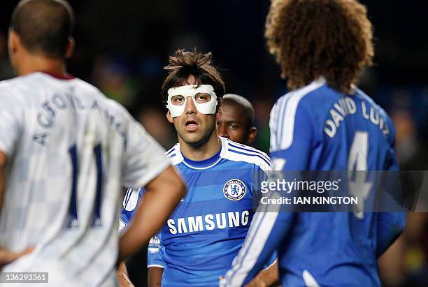 Chelsea's Portuguese defender Paulo Ferreira gestures during the English Premier League football match between Chelsea and Aston Villa at Stamford...