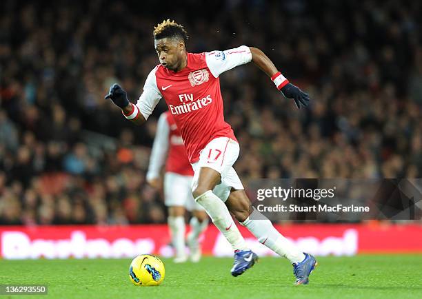 Alex Song of Arsenal during the Barclays Premier League match between Arsenal and Queens Park Rangers at Emirates Stadium on December 31, 2011 in...