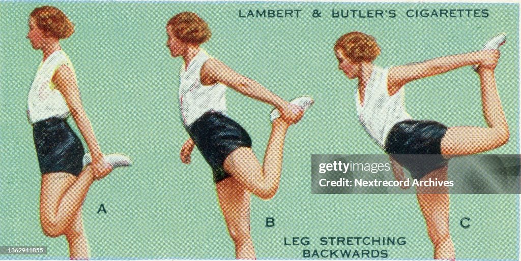 Collectible tobacco card, Balance Exercise, Get Fit series, 1937