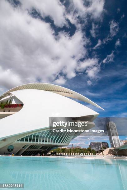 opera house (palacio de las artes reina sofía) en city of arts and sciences in valencia, spain - city of arts & sciences stock pictures, royalty-free photos & images