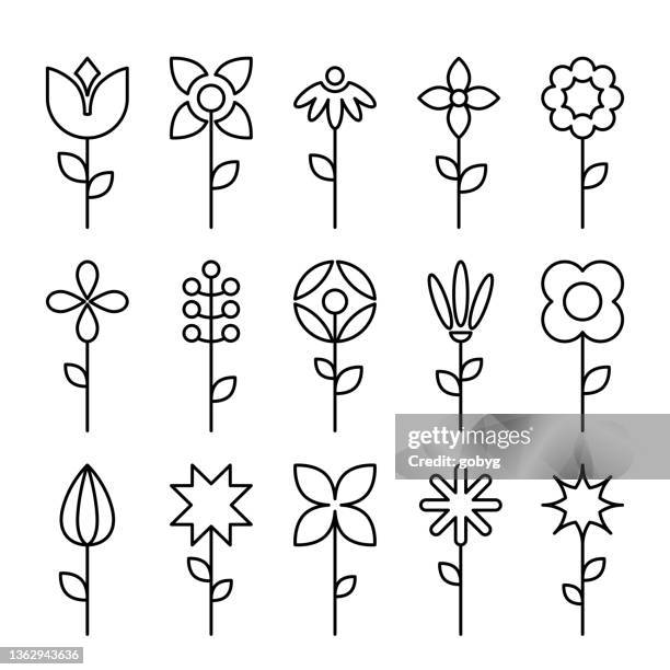 ilustrações de stock, clip art, desenhos animados e ícones de geometric flower icons - daffodil