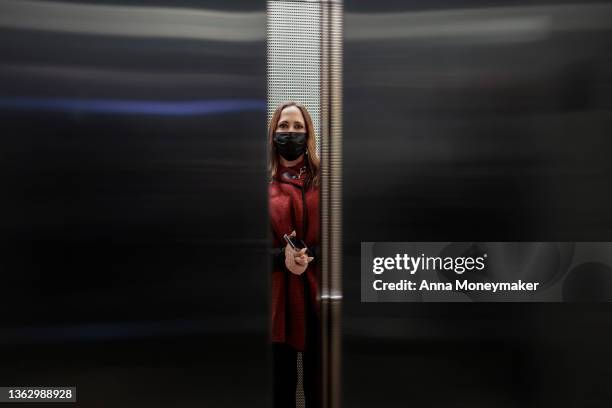 Elevator doors close as Stephanie Grisham, former Press Secretary for former President Donald Trump, arrives for a deposition meeting on Capitol Hill...