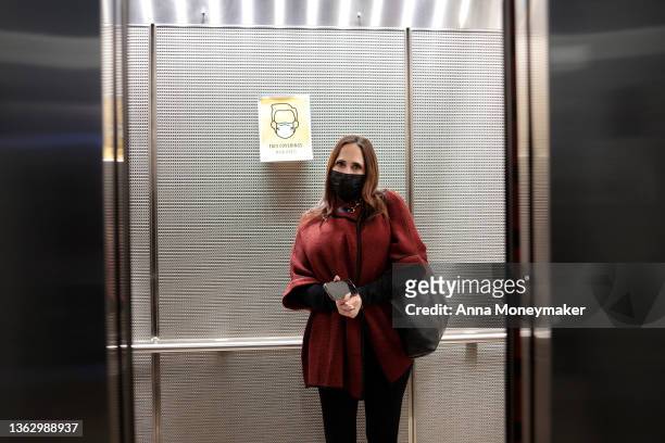 Elevator doors close as Stephanie Grisham, former Press Secretary for former President Donald Trump, arrives for a deposition meeting on Capitol Hill...