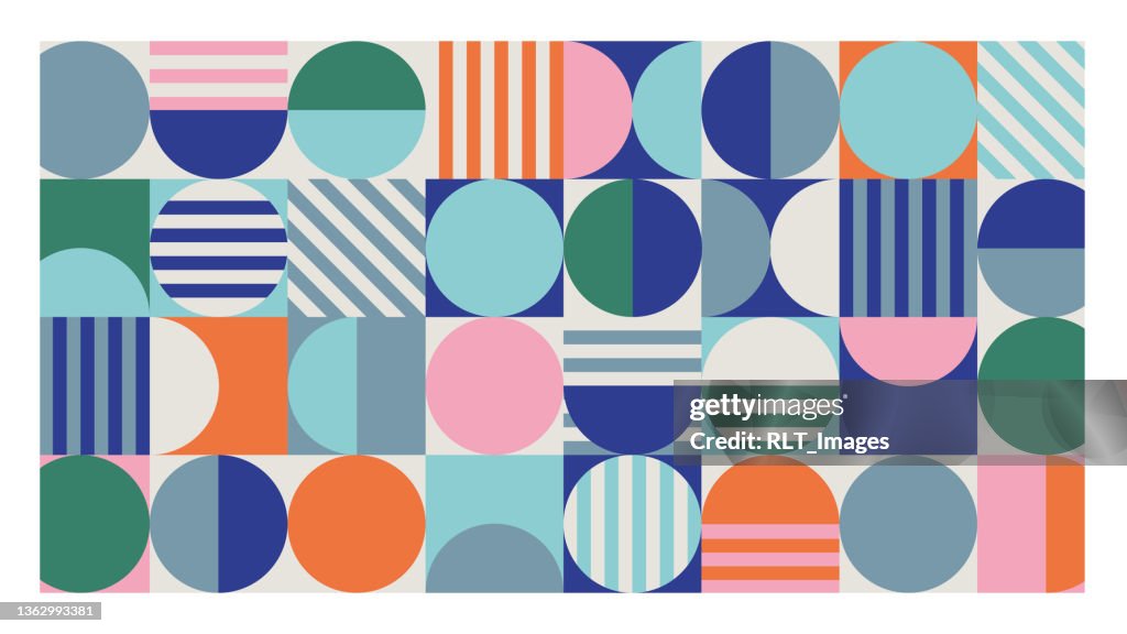 Abstract grid pattern design with retro midcentury geometric elements — fits slide presentation