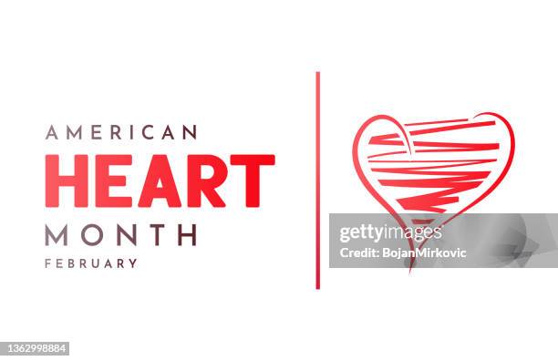 ilustraciones, imágenes clip art, dibujos animados e iconos de stock de tarjeta del mes americano del corazón. vector - hearth day