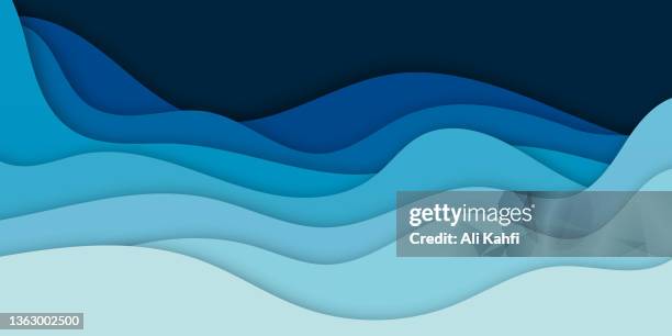 illustrations, cliparts, dessins animés et icônes de papercut modèle d’onde abstrait arrière-plan - paper cut