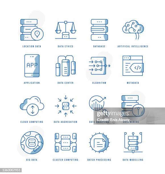 data analytics icons - integrated systems icon stock illustrations
