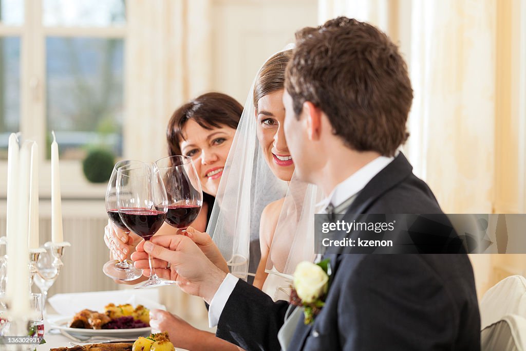 Wedding party at dinner