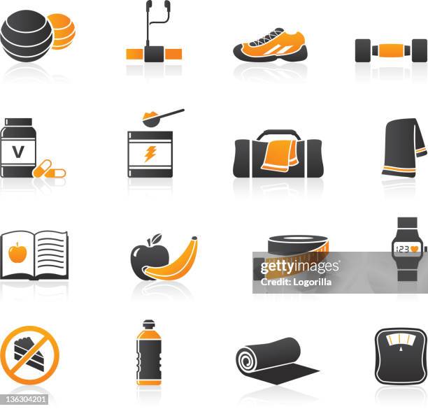 fitness icons - gym bag stock illustrations