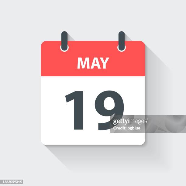 may 19 - daily calendar icon in flat design style - number 19 stock illustrations