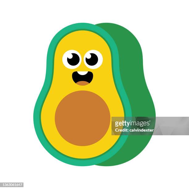 avocado illustration - kawaii food stock illustrations
