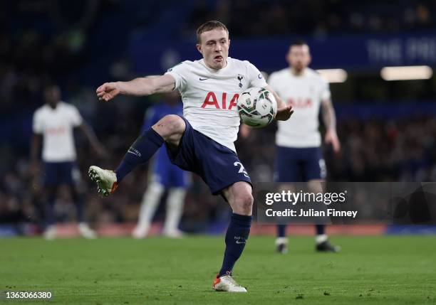 Oliver Skipp of Spurs in action during the Carabao Cup Semi Final First Leg match between Chelsea and Tottenham Hotspur at Stamford Bridge on January...