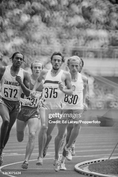 Steve Ovett of Great Britain leads Jozef Plachy of Czechoslovakia , Seymour Newman of Jamaica and Gunther Hasler of Liechtenstein in heat 3 of the...