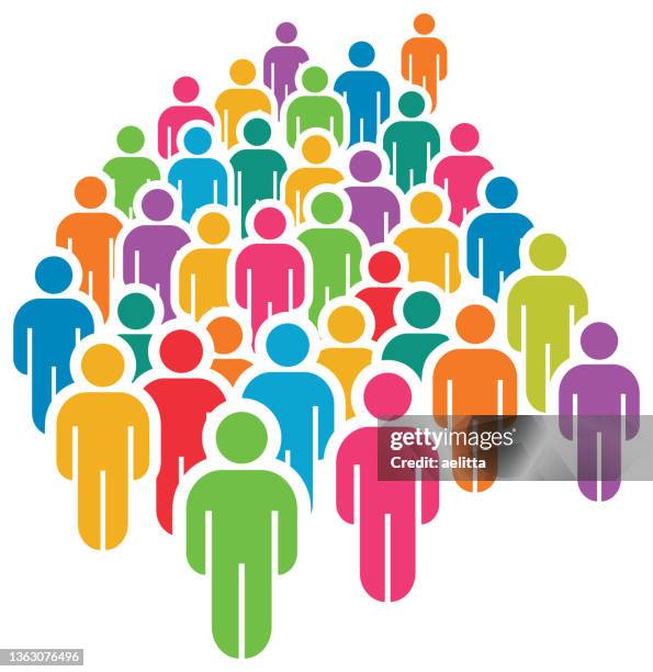 vector illustration of group of stylized people. - corporate culture infographic stock illustrations