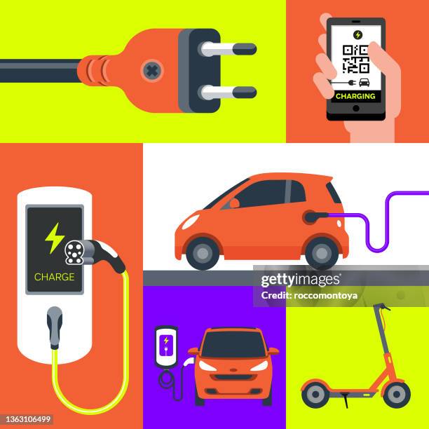 illustrations, cliparts, dessins animés et icônes de les voitures électriques - voiture electrique