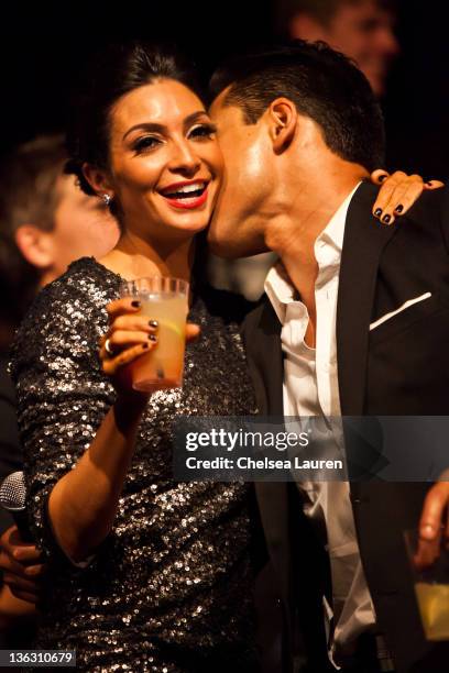 Actor Mario Lopez and girlfriend Courtney Mazza celebrate at Big Bang New Year's Eve 2012 party at Hollywood & Highland Center on December 31, 2011...