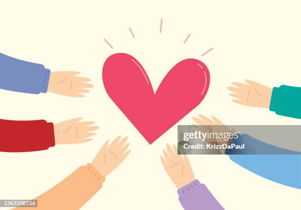 stockillustraties, clipart, cartoons en iconen met love and compassion hands - heart month