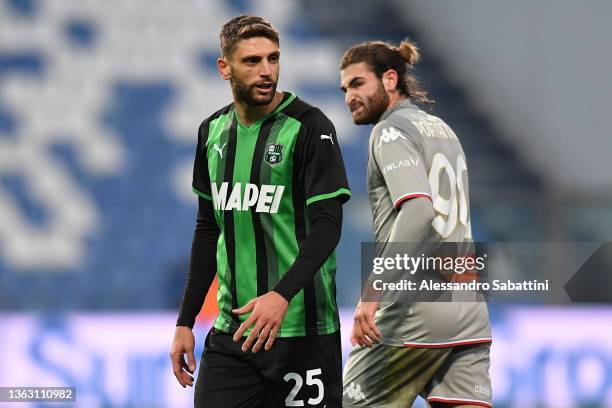 Domenico Berardi of US Sassuolo looks on during the Serie A match between US Sassuolo and Genoa CFC at Mapei Stadium - Citta' del Tricolore on...