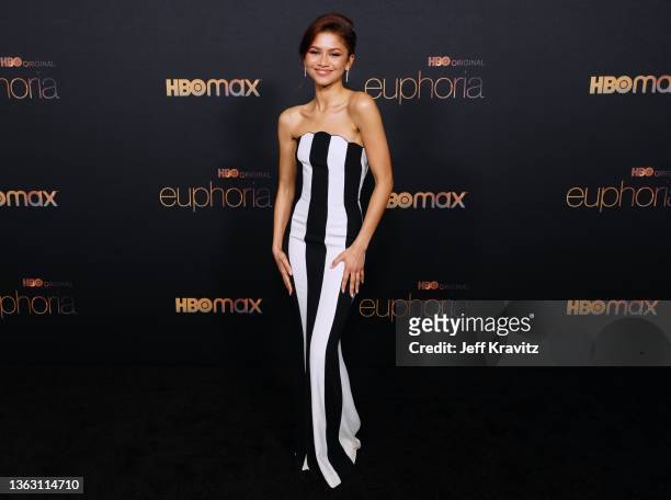 Zendaya attends HBO's "Euphoria" Season 2 Photo Call at Goya Studios on January 05, 2022 in Los Angeles, California.