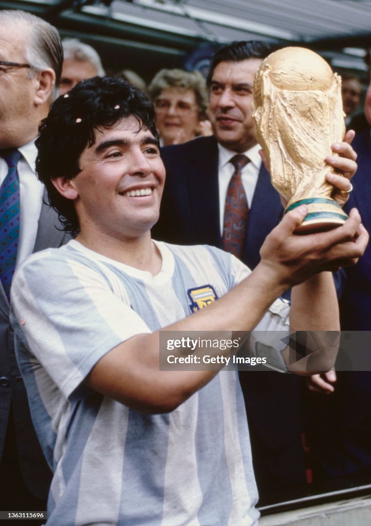 Argentina Captain Diego Maradona with Trophy 1986 FIFA World Cup Final