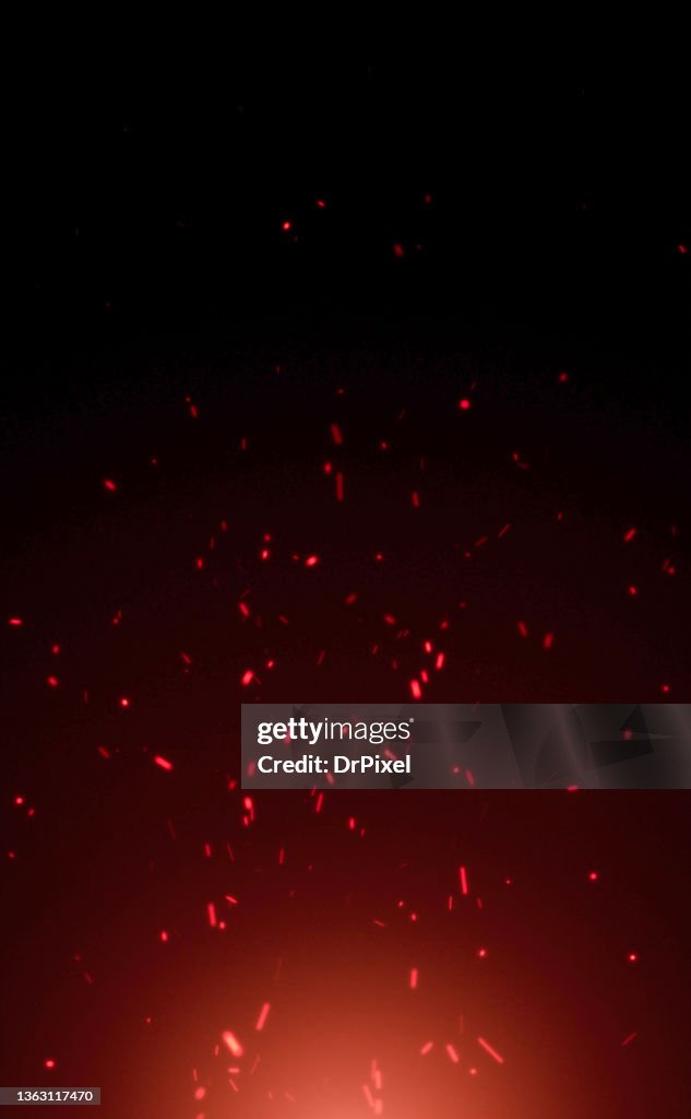 Flying Red Hot Fire Sparks