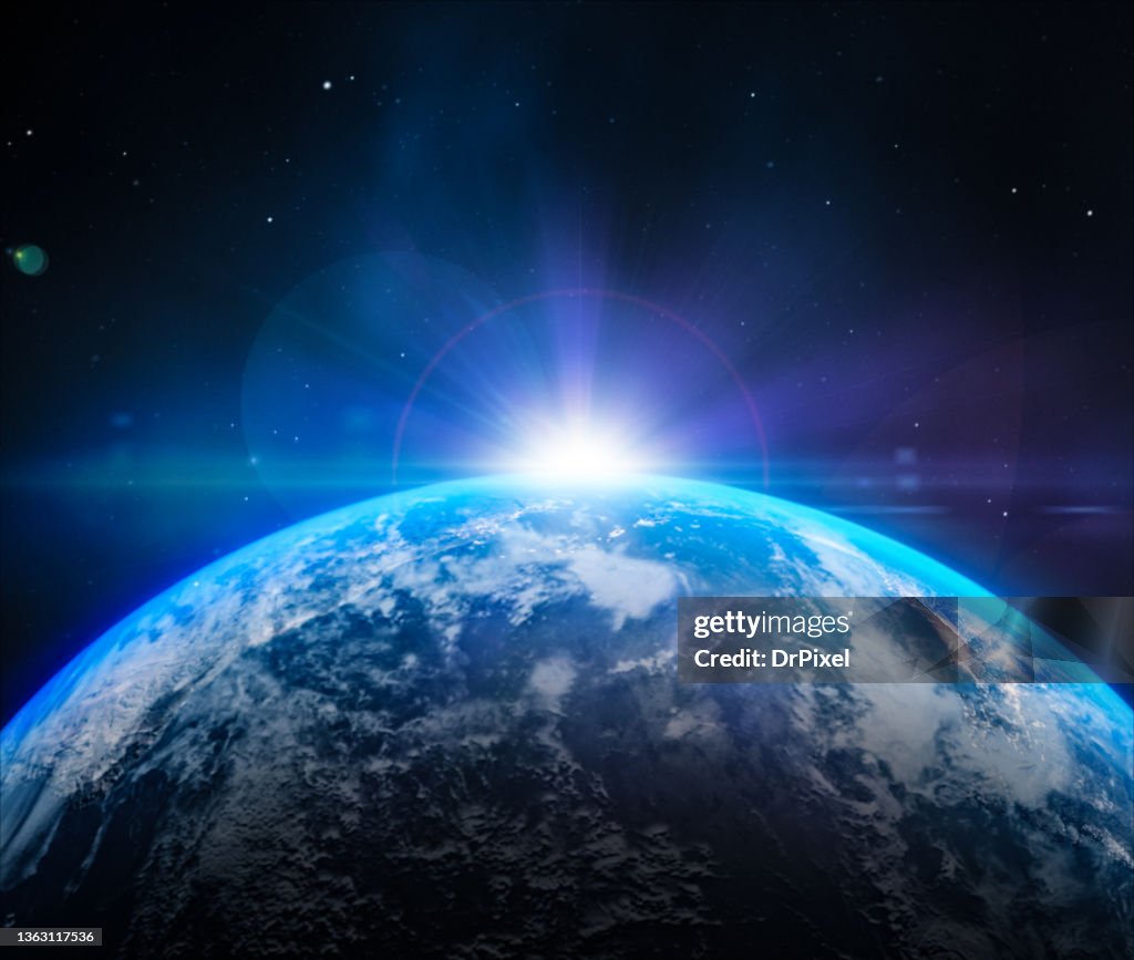 Planet and the Rising Star with Lens Flare