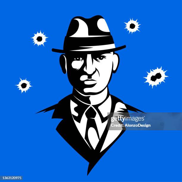 gangster. big boss. avatar. - bullet hole stock illustrations