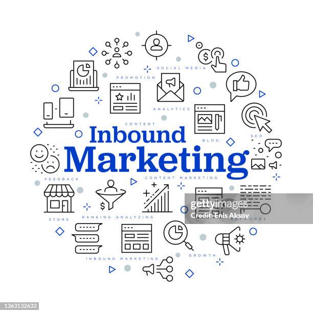 inbound marketing concept. vector design with icons and keywords. - feedback-loop-infographic stock illustrations
