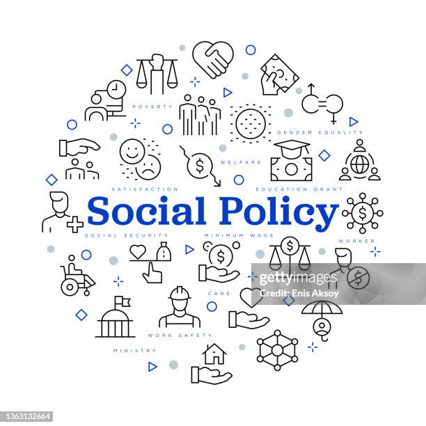 ilustraciones, imágenes clip art, dibujos animados e iconos de stock de concepto de política social. diseño vectorial con iconos y palabras clave. - gender equality