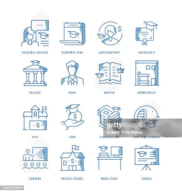 higher education icons - scholarship award stock illustrations