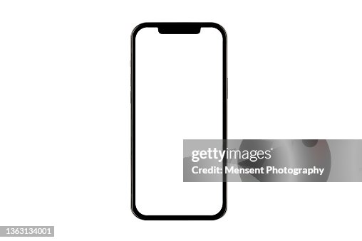 Mobile Phone isolated mockup with white screen isolated on white background on high-quality studio shot Mobile Phone isolated mockup with white screen isolated on white background on high-quality studio shot