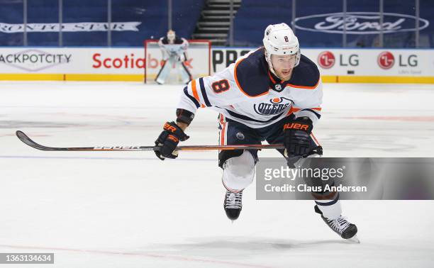 Kyle Turris of the Edmonton Oilers skates against the Toronto Maple Leafs during an NHL game at Scotiabank Arena on January 5, 2022 in Toronto,...