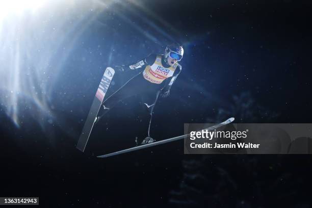 Ryoyu Kobayashi of Japan competes during first round in the Individual HS142 at the Four Hills Tournament Men Bischofshofen at...