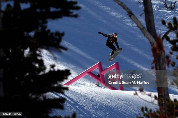 Katie Ormerod of Team Great Britain takes a run for the Women's Snowboard Slopestyle competition at the Toyota U.S. Grand Prix at Mammoth Mountain at...