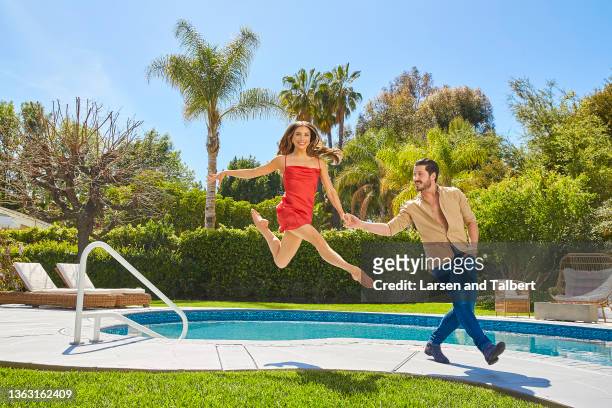 Dancers Val Chmerkovskiy and Jenna Johnson Chmerkovskiy are photographed for People Magazine on April 9, 2021 in Los Angeles, California. PUBLISHED...