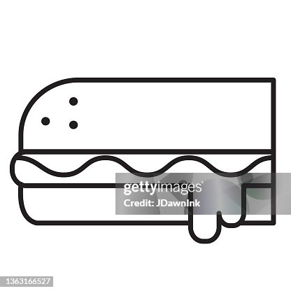 Submarine sandwich thin line Icon set - editable stroke Submarine sandwich thin line Icon set - editable stroke