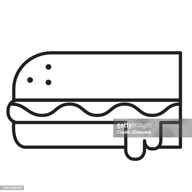 submarine sandwich thin line icon set - editable stroke - submarine sandwich stock illustrations