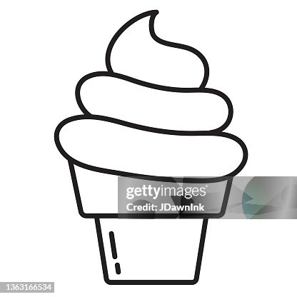 Soft serve cone thin line Icon set - editable stroke Soft serve cone thin line Icon set - editable stroke