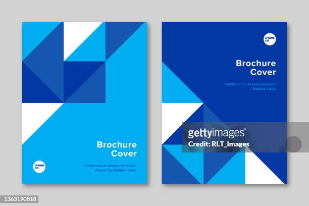 brochure cover design template with geometric triangle graphics - brochure cover stock illustrations