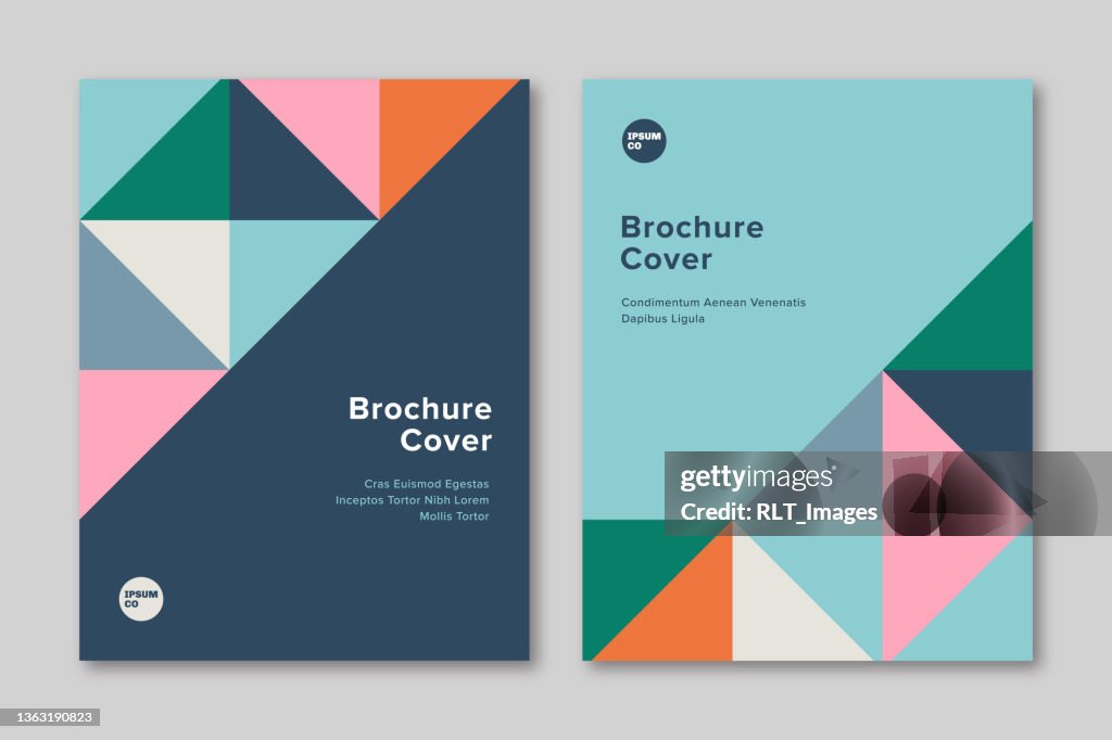 Broschürencover-Designvorlage mit geometrischen Dreiecksgrafiken