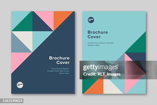 Brochure cover design template with geometric triangle graphics Brochure cover design template with geometric triangle graphics