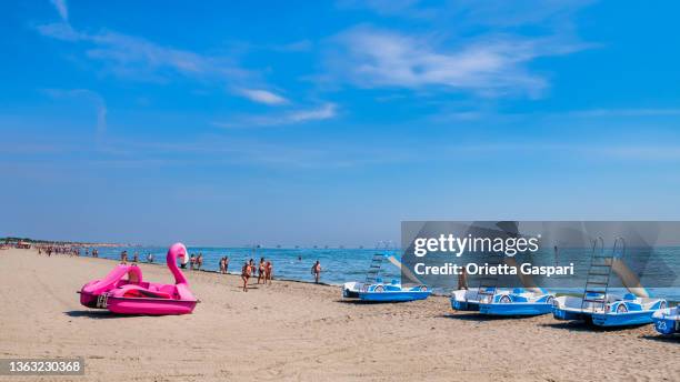 sottomarina beach (veneto, italy) - pedal boat stock pictures, royalty-free photos & images