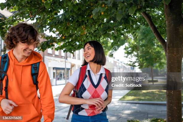 catching up on the way to university - sunderland university stock pictures, royalty-free photos & images