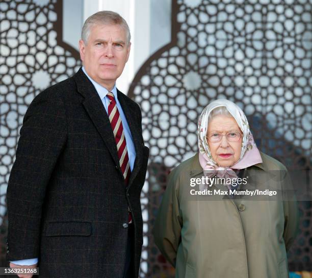 Prince Andrew, Duke of York and Queen Elizabeth II attend the Endurance event on day 3 of the Royal Windsor Horse Show in Windsor Great Park on May...