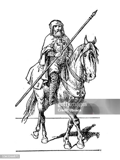 antike illustration: templer - knight templar stock-grafiken, -clipart, -cartoons und -symbole