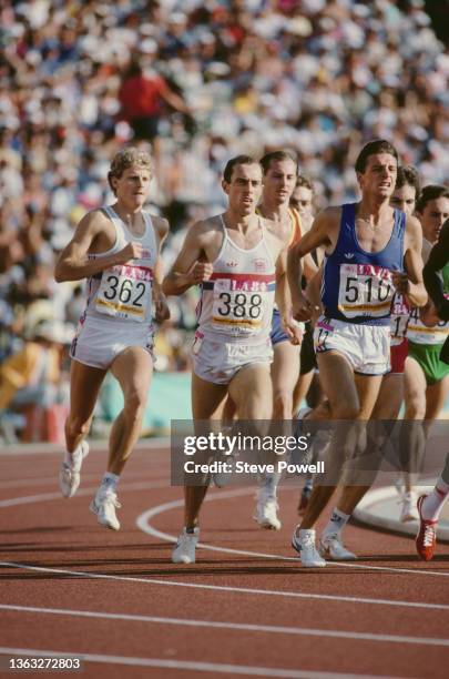 Stefano Mei from Italy leads from Steve Ovett and Steve Cram of Great Britain running in the semi final of the Men's 1,500m metres race on 10th...