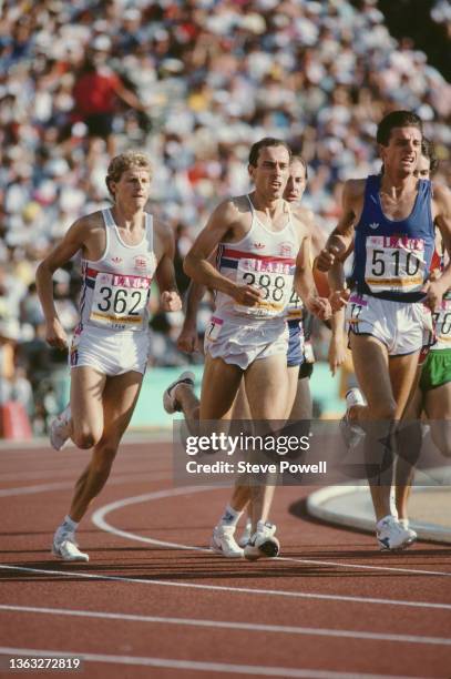 Stefano Mei from Italy leads from Steve Ovett and Steve Cram of Great Britain running in the semi final of the Men's 1,500m metres race on 10th...