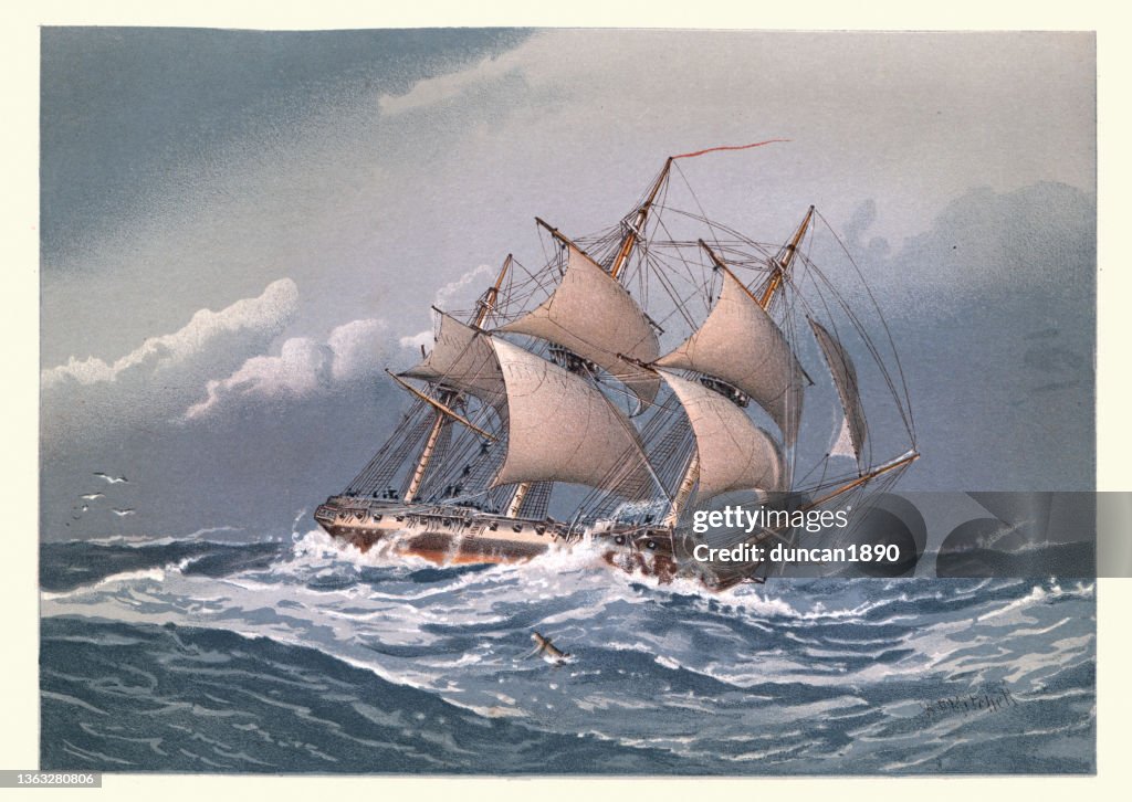 Kriegsschiff der Royal Navy, Fregatte mit 28 Kanonen, 1794, Ende des 18. Jahrhunderts