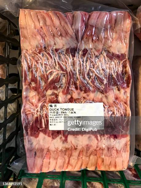 frozen duck tongue from malasia - vacuum packed bildbanksfoton och bilder